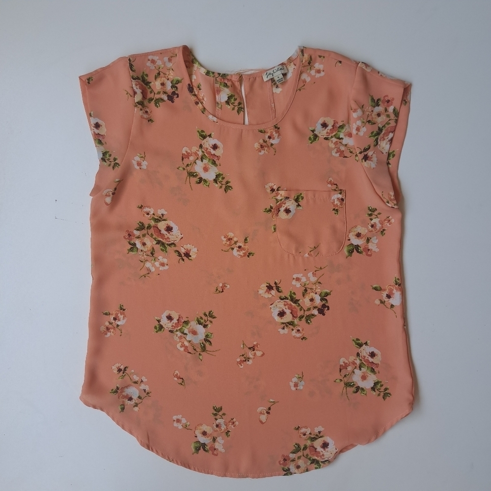 Lily White flowered blouse for women‎ slim size S Polyester
